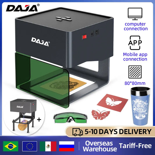 DAJA DJ6 3W Mini Laser Engraver,DIY Woodworking Wood Plastic Laser Engraving Machine Fast Mini Logo Mark Printer Cutter